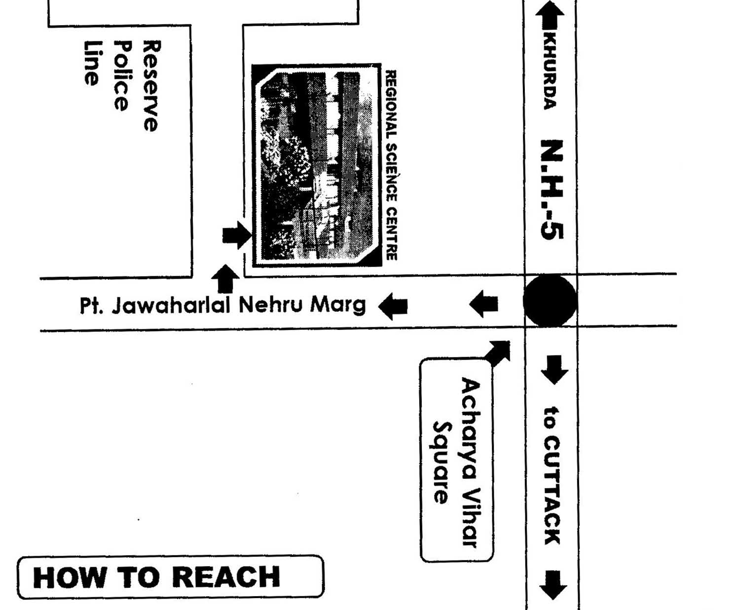 Location Map to Regional Science Centre Bhubaneswar